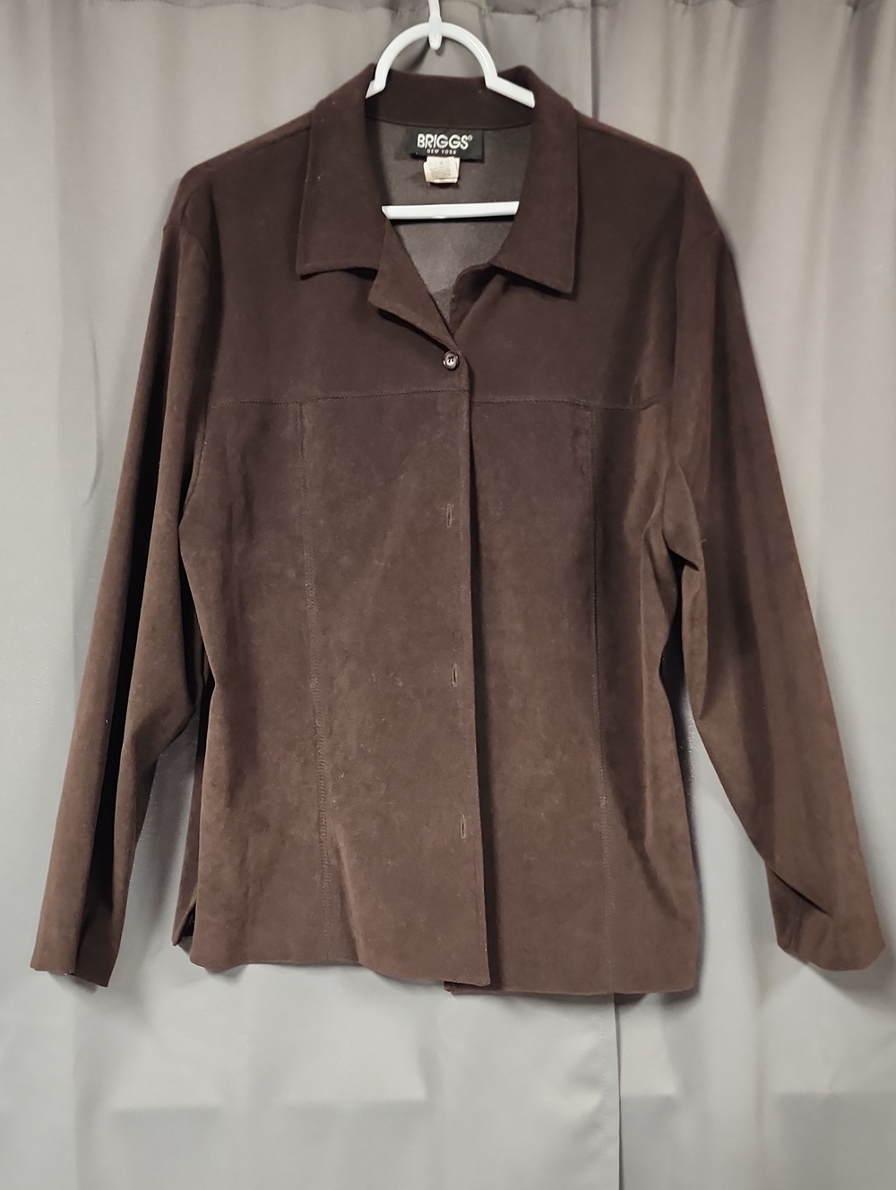 16 Briggs New York Women's Dark Brown Suede Button-Front Jacket
